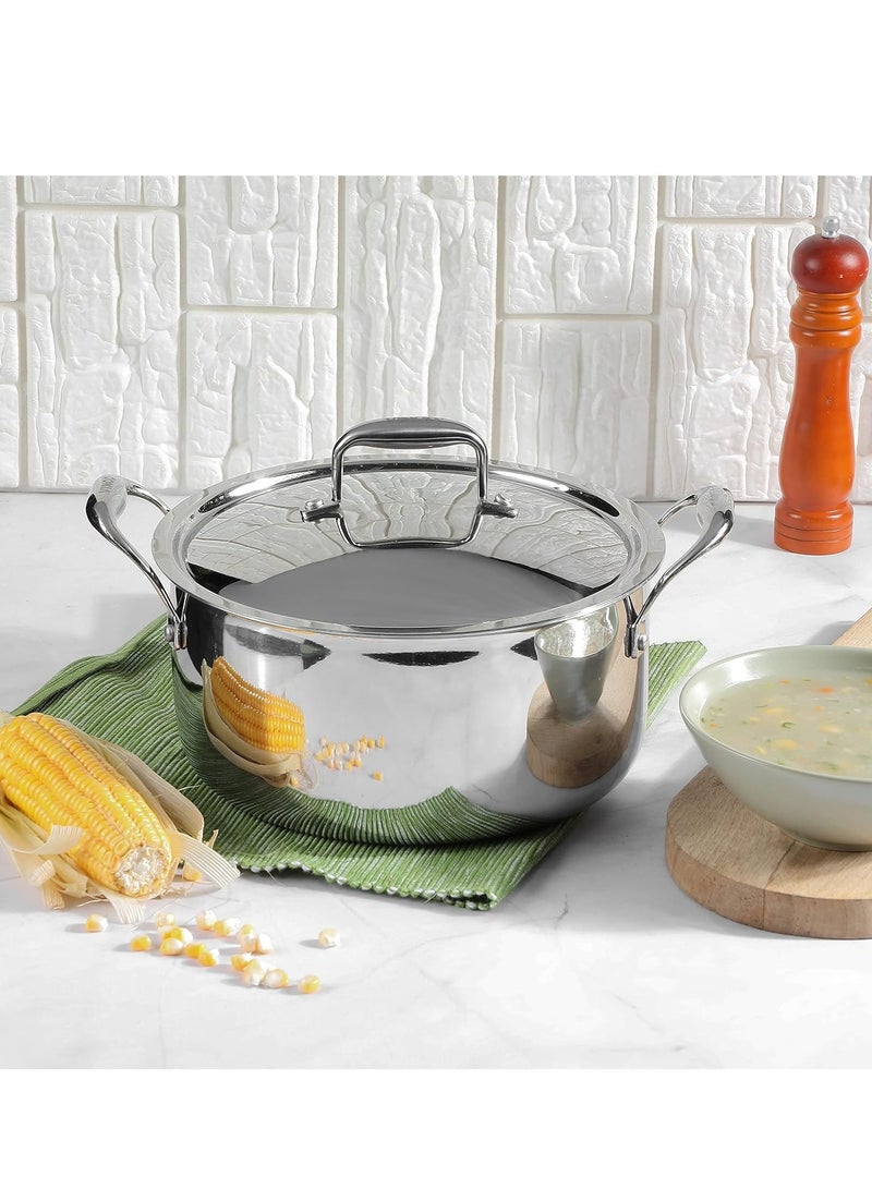 Vinod Platinum Triply Stainless Steel Saucepot with Lid - 20 cm, 3 L, 2.5mm Thickness, Silver (Induction Friendly) - Image 2