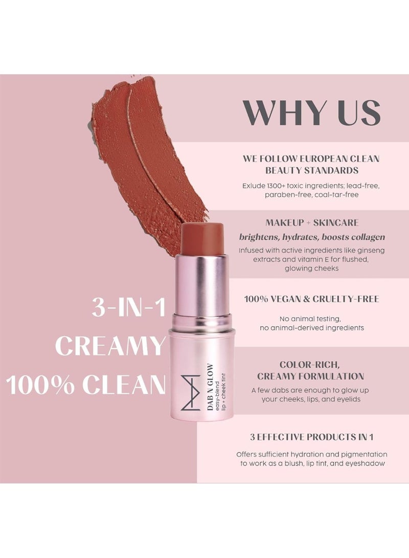 House Of Makeup Dab N Glow Lip Tint | Pigmented Blusher For Face Makeup | Creamy, Easy-Blend | For All Women | Multi-Use Tint for Cheeks And Lips | 8 gms | Brown Sugar - Image 2