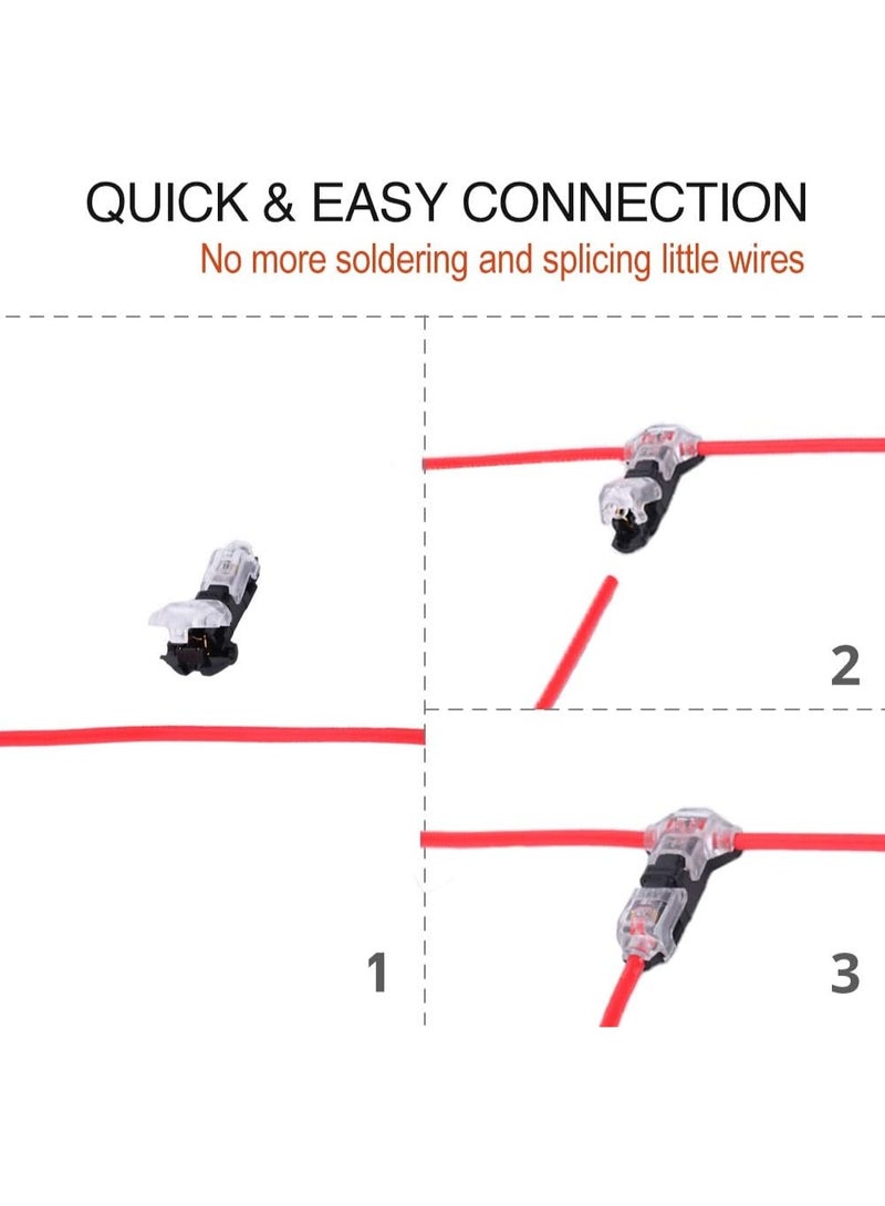 Brightfour Low Voltage Wire splice connectors - Pack of 12 Quick Solderless T Tap Connector 1 Pin,Rock Solid Connector for 24-20 AWG Cable for Vehicle/audio/video/Lighting and Automotive Uses - Image 3