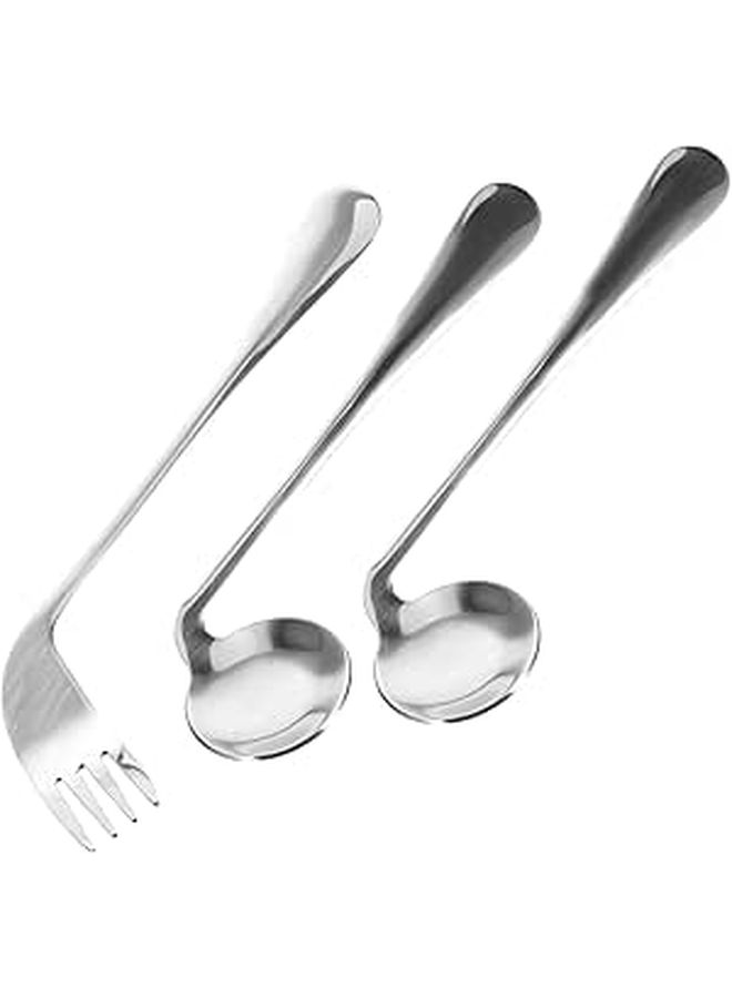 Right Handed Adaptive Curved Feeding Spoon and Fork for Seniors - Image 1