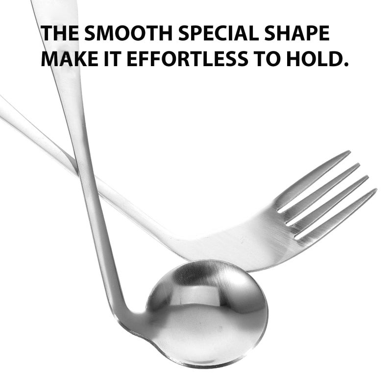 Right Handed Adaptive Curved Feeding Spoon and Fork for Seniors - Image 3