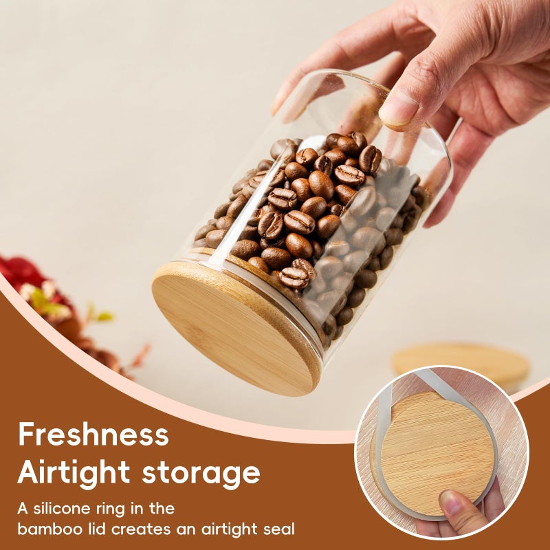 OneDream Glass Sugar Container with Spoon - 1 Pack 15oz Glass Jars with Bamboo Lid and Spoon, Bamboo Lid Storage Jar Containers for Coffee Beans, Spice, Brown Sugar, Tea, Flour, Nuts, Candy, Salts and More - Image 5