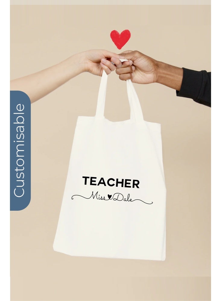 Share the Love Teacher "Name" Tote Bag - Personalised Shopping & Everyday Carry Bag - Image 1