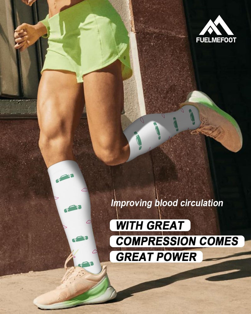 FuelMeFoot 6 Pairs Compression Socks for Women & Men 15-20mmHg Graduated Support Knee High Socks for Nurses, Travel, Athletic - Image 2