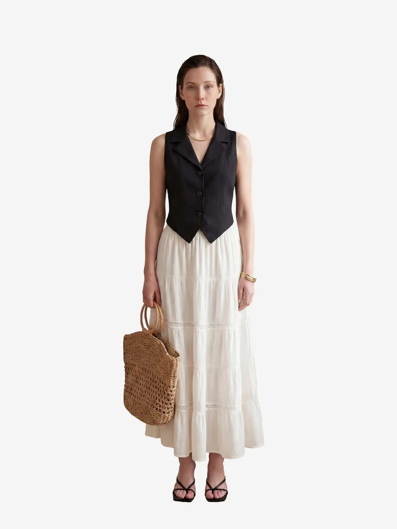My Fashion MY FASHION Sleeveless Buttoned Waistcoat with Back Detail