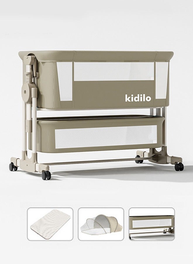 Kidilo 3 In 1 Portable Foldable Baby Rocking Bed For Travel With Adjustable Height, Breathable Mesh And Mattress - Image 1