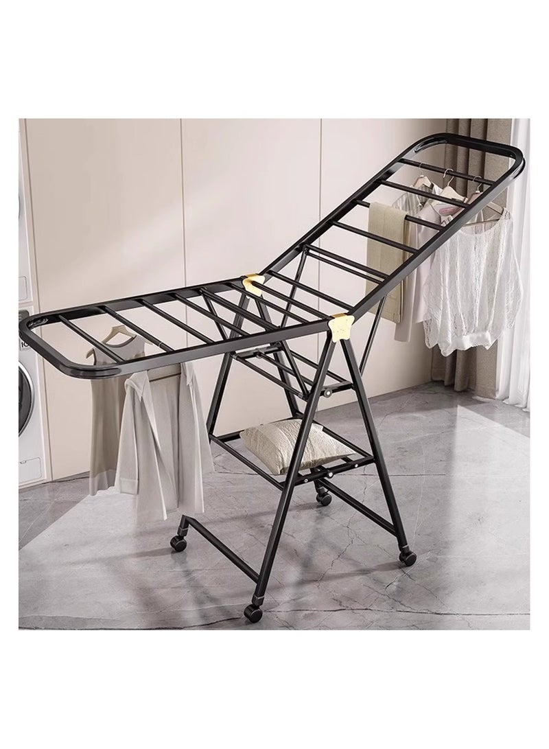 Foldable Clothes Drying Rack, 150 CM 3-Tier Large Carbon Steel Laundry Drying Stand with Adjustable Wings, Indoor Outdoor Collapsible Cloth Dryer for Clothes, Bedding & Shoes, with 4 Castors  - Image 1