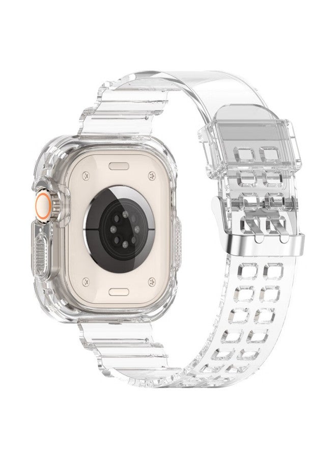 Kmaxai Compatible Apple Watch Ultra 3 Band And Dial Full Coverage, Apple Watch Iwatch Series 1/2 Fresh Sports Watch Strap 49mm Protective Case Wristband, Transparent - Image 3
