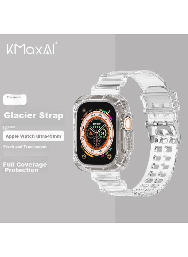 Kmaxai Compatible Apple Watch Ultra 3 Band And Dial Full Coverage, Apple Watch Iwatch Series 1/2 Fresh Sports Watch Strap 49mm Protective Case Wristband, Transparent - Image 1
