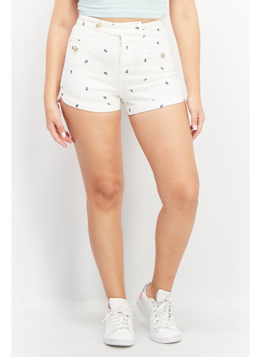 Juicy Couture Women Embroidered Basic Shorts, White  - Image 1