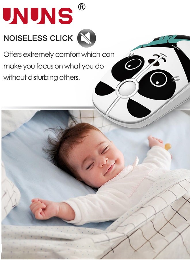 UNUNS Wireless Mouse,Cute Cartoon Pattern 2.4G Slim Portable Computer Mouse With Nano Receiver,Quiet Optical Mice 1600 DPI 3 Buttons,Precise Control For Notebook/PC/Laptop/Desktop,Panda White  - Image 4