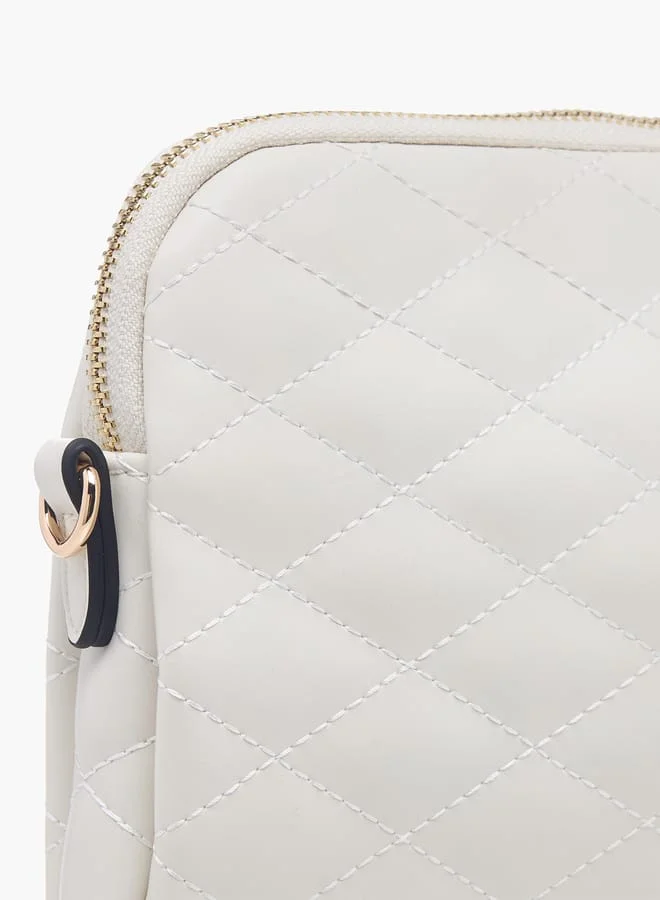 Celeste Womens Quilted Crossbody Bag With Zip Closure And Detachable Strap