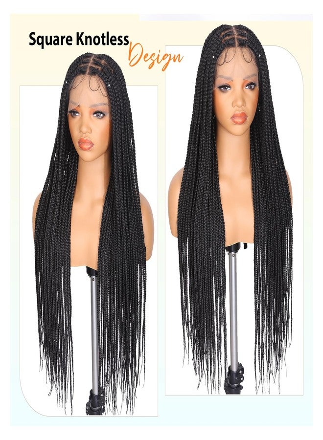 Lady Miranda Full Lace Braided Wigs for Black Women Knotless Box Braid Wig with Baby Hair 34" Glueless Wigs Box Braids Lace Front Synthetic Wig - Image 2