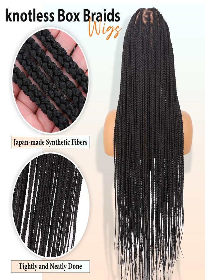 Lady Miranda Full Lace Braided Wigs for Black Women Knotless Box Braid Wig with Baby Hair 34" Glueless Wigs Box Braids Lace Front Synthetic Wig - Image 5