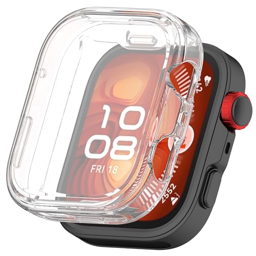 Wisely Protective Case Cover Compatible with Huawei Watch Fit 4 / Fit4 Pro SmartWatch Full Screen Protector Soft Case HD Clear, Transparent - Image 1