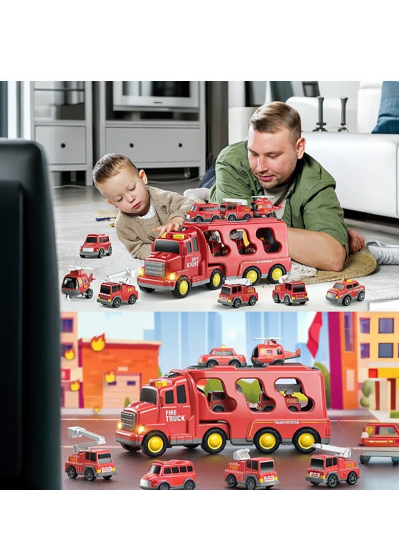 MarlaMall Fire Engine Toddler Toys for Boys 3-6 years old, Sensory Enlightenment Puzzle Toys, 7 in 1 Fire Engine Toys for Girls 3-6 years old, Christmas Birthday Gift Car Playset with Lights and Sounds - Image 3
