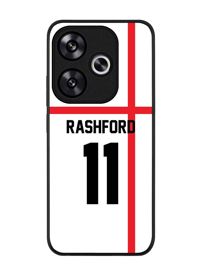 Stylizedd Rugged Black edge case for Xiaomi Poco F6 / Xiaomi Redmi Turbo 3, Slim fit Case Flexible Cover - Football Team - England, Player Name - Rashford - Image 1