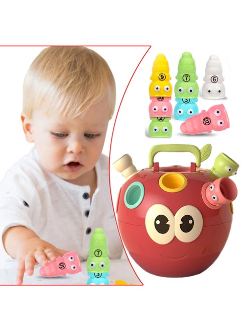 Baby Apple Puzzle Color Number Matching Game - Wooden Sorting and Stacking Toy for Toddler Boys and Girls, Shape Sorter with Color Recognition, a Perfect Learning Puzzle Gift