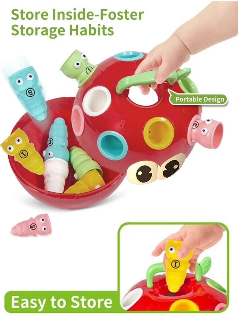 Baby Apple Puzzle Color Number Matching Game - Wooden Sorting and Stacking Toy for Toddler Boys and Girls, Shape Sorter with Color Recognition, a Perfect Learning Puzzle Gift
