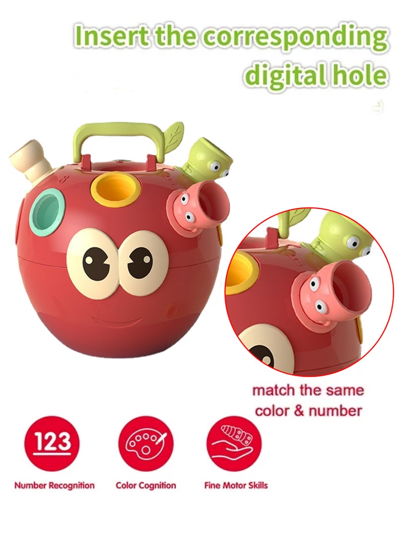 Baby Apple Puzzle Color Number Matching Game - Wooden Sorting and Stacking Toy for Toddler Boys and Girls, Shape Sorter with Color Recognition, a Perfect Learning Puzzle Gift