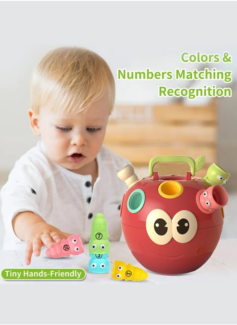Baby Apple Puzzle Color Number Matching Game - Wooden Sorting and Stacking Toy for Toddler Boys and Girls, Shape Sorter with Color Recognition, a Perfect Learning Puzzle Gift