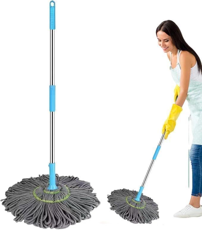 Flygon Self Wringing Mop Microfiber Twist Mop for Floor Cleaning String Wet Floor Mop with Wringer Long Handled for Hardwood Vinyl Tile Commercial Household CleanSafe on All Floor Types - Image 1