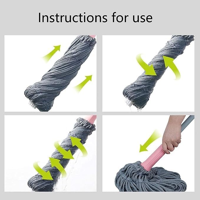 Flygon Self Wringing Mop Microfiber Twist Mop for Floor Cleaning String Wet Floor Mop with Wringer Long Handled for Hardwood Vinyl Tile Commercial Household CleanSafe on All Floor Types - Image 5