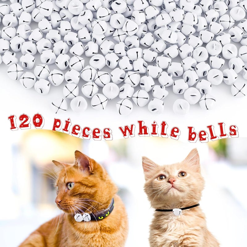 LIGHOON Jingle Bells for Crafts, 120 Pcs Large Jingle Bells Bulk, 0.6 Inch Christmas Craft Bells for DIY Festival Home Wreath Christmas Party Decoration (White) - Image 2