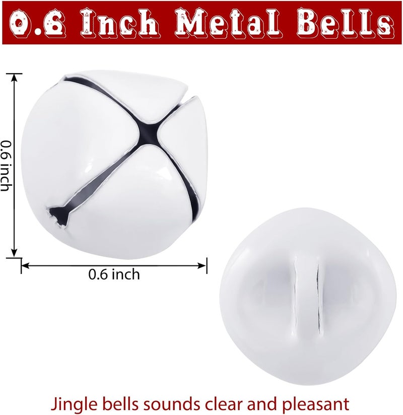 LIGHOON Jingle Bells for Crafts, 120 Pcs Large Jingle Bells Bulk, 0.6 Inch Christmas Craft Bells for DIY Festival Home Wreath Christmas Party Decoration (White) - Image 3