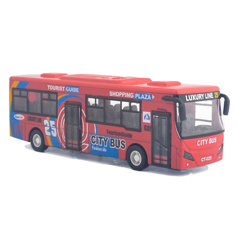 Ailejia City Bus Die Cast Pull Back Vehicles Mini Buses Model Car Toys With Lights and Music Boys Red Bus Toys - Image 3
