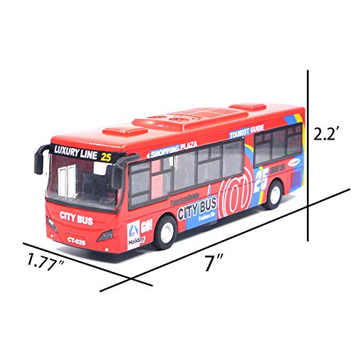 Ailejia City Bus Die Cast Pull Back Vehicles Mini Buses Model Car Toys With Lights and Music Boys Red Bus Toys - Image 5