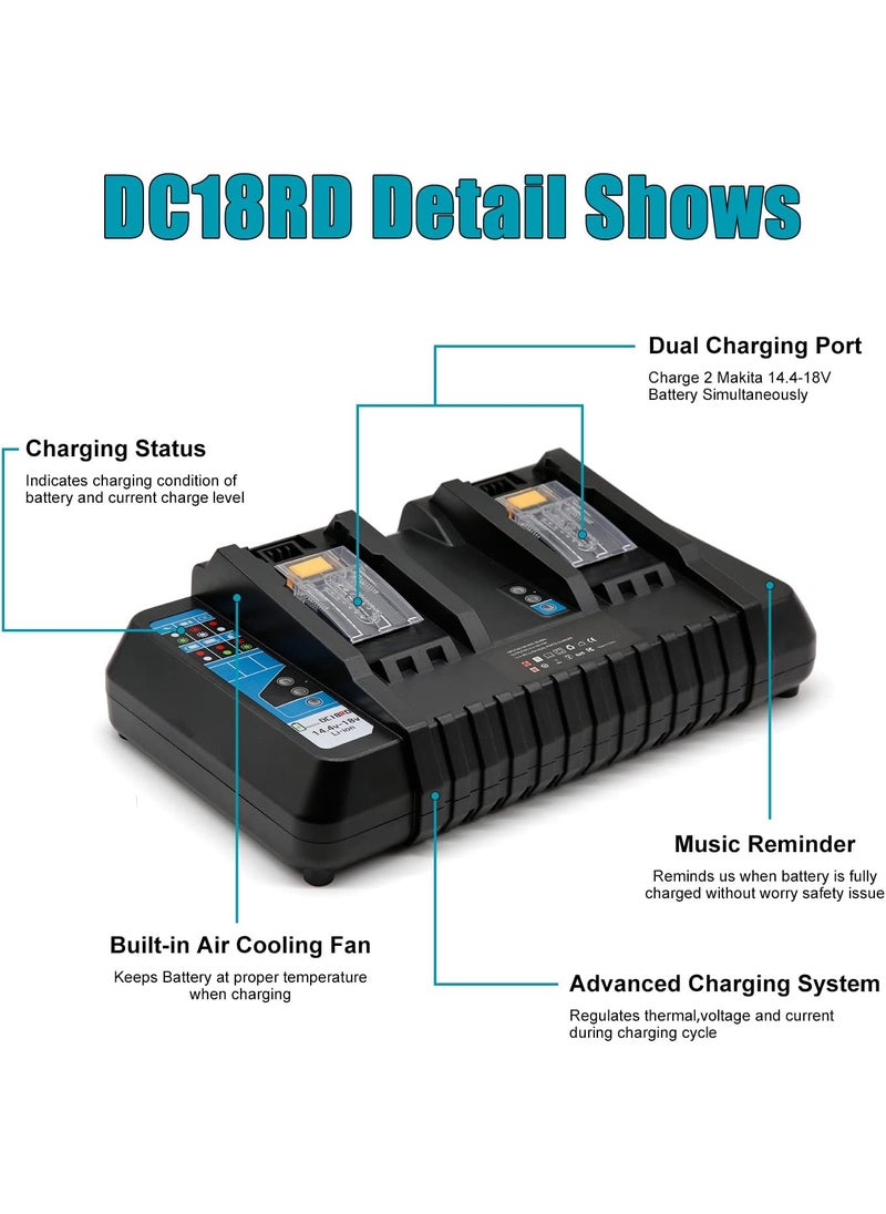 Powtree POWTREE Upgraded 35Ah 2Packs BL1860B Battery and DC18RD Charger Compatible with Makita 18V Battery BL1860 BL1850 BL1850B BL1840 BL1840B BL1830 BL1830B BL1815B LXT400 18Volt Power Tools Batteries  - Image 3