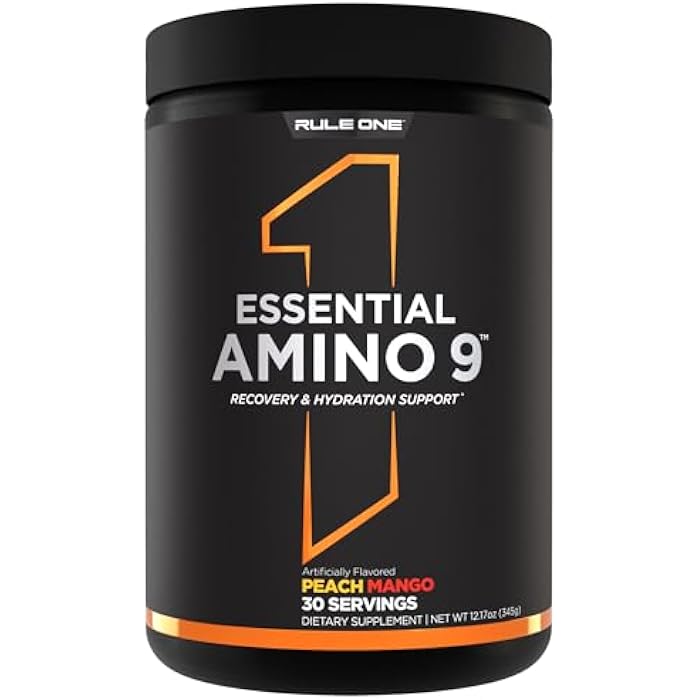 Rule 1 Proteins Rule 1 Essential Amino 9 – Recovery & Hydration Support with 7.5g of Essential Amino Acids + Electrolytes (30 Servings, Peach Mango) - Image 1
