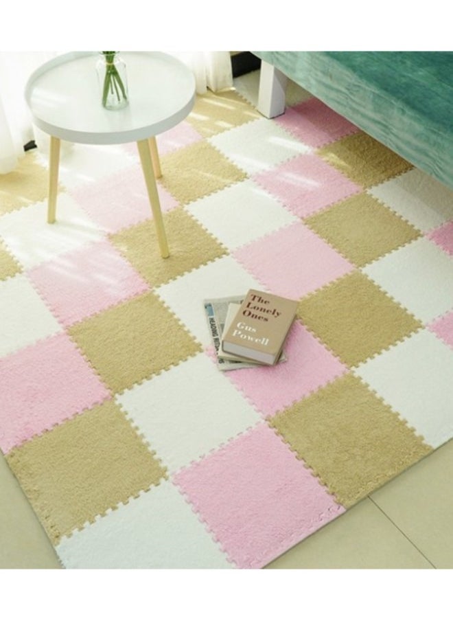 Thickened Foam Interlocking Floor Mat Fluffy Plush Interlocking Foam Tiles Soft Anti-Slip Puzzle Area Square Rug Playmat for Children Room Bedroom Home Playroom Decoration