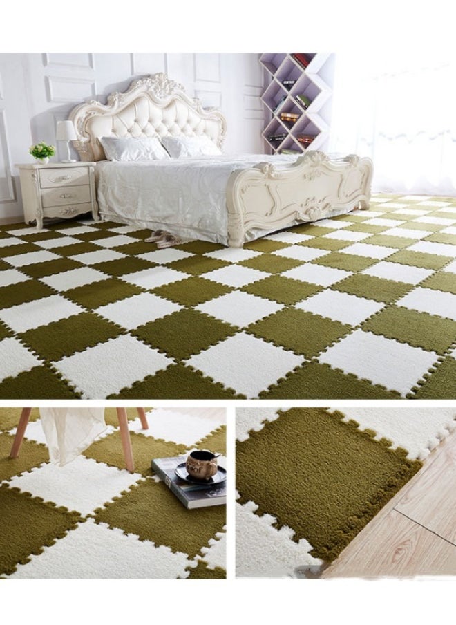 Thickened Foam Interlocking Floor Mat Fluffy Plush Interlocking Foam Tiles Soft Anti-Slip Puzzle Area Square Rug Playmat for Children Room Bedroom Home Playroom Decoration