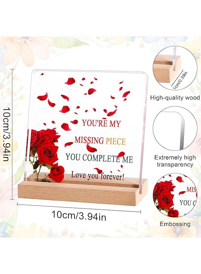 Happy D The best gift, suitable for him and her, for giving to a girlfriend or wife, for Valentine's Day, birthdays, weddings, anniversaries, souvenirs, 'You are my missing puzzle piece' rose acrylic plaque, a gift for a boyfriend - Image 3