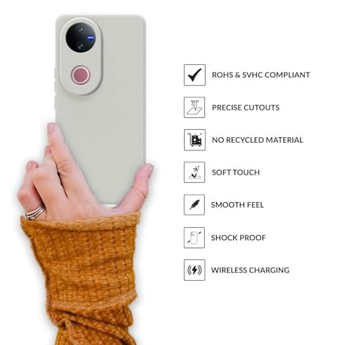 DIZORO Microfiber Candy Back Cover Case for iQOO Z10R 5G / Vivo V50 / V50e 5G / Vivo T4R 5G Soft Silicone Rubberized Case with Camera Protection (TPU, Stone) - Image 5