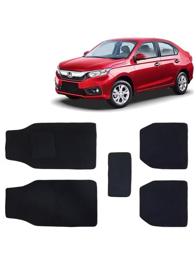Classic Carpet Style Universal Car Mats for Honda Amaze 2018-2020 Model Black Color Anti Slip Car Floor Foot Mats Complete Set of 5 Piece Executive Series - Image 1