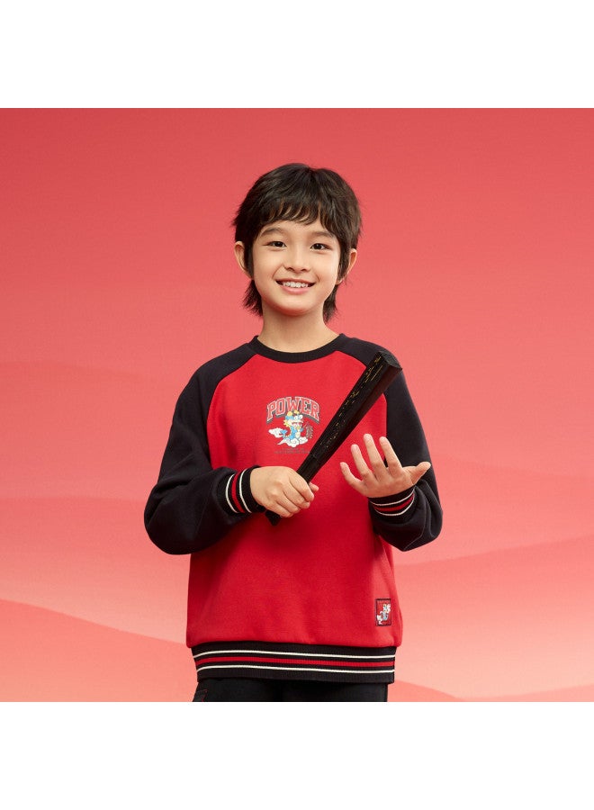 Balabala Fleece-lined Chinese Style Printed Kids' Hoodie With Embroidery, Boys' Long-sleeve Loose Top - 2025 Spring New Arrival Children's Clothing - Image 5
