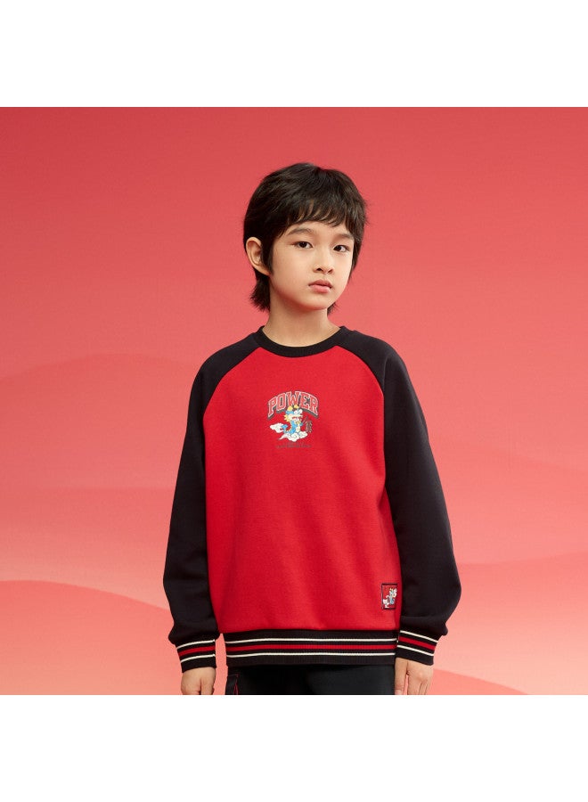 Balabala Fleece-lined Chinese Style Printed Kids' Hoodie With Embroidery, Boys' Long-sleeve Loose Top - 2025 Spring New Arrival Children's Clothing - Image 4