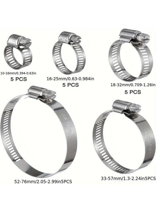 304 Stainless Steel Adjustable Worm Gear Hose Clamp Kit 10 Types 25 64 To 2 3 4 Inches - Image 3