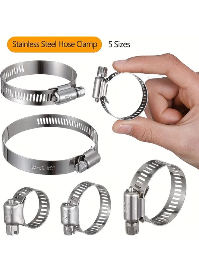 304 Stainless Steel Adjustable Worm Gear Hose Clamp Kit 10 Types 25 64 To 2 3 4 Inches - Image 2