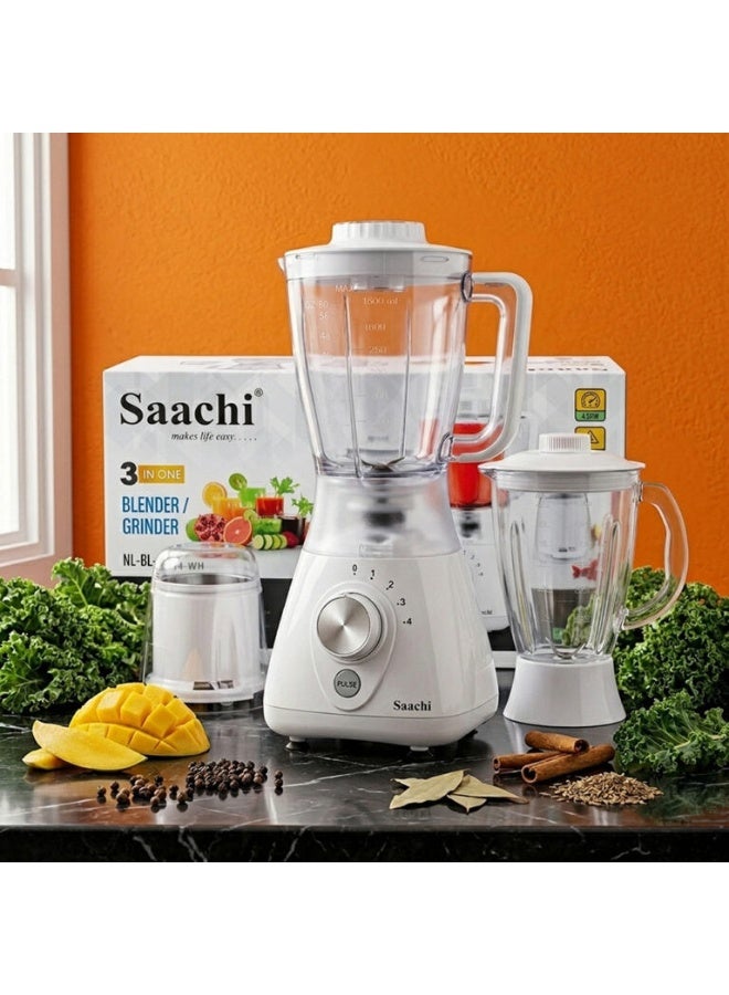 Saachi 3-in-1 Blender NL-BL-4414-WH, 550W, 1.8L Plastic Jar + 1.5L Glass Jar, Grinder Mill, 4-Speed Control, Stainless Steel Blades, Auto Clean, Safety Lock, Multi-Function Blender 1.8 L 550 W NL-BL-4414-WH White - Image 2
