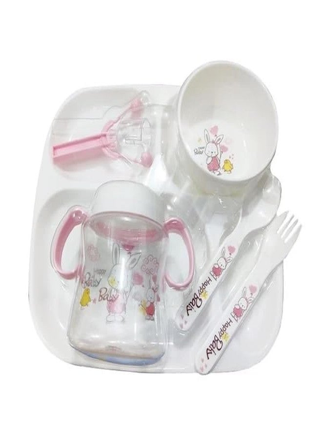 COLBEX Baby Feeding Set Baby Tableware Plate Spoon Fork Milk Water Bottle Full Set Baby Feeding Tools (6 in 1) - Image 1