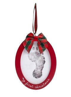 pearhead Babyprints Double-Sided Christmas Photo Ornament With Clean Touch Ink Pad, Baby'S First Christmas Holiday Keepsake Ornament, Newborn Handprint Or Footprint Kit, 2 Sided, Red  - Image 1