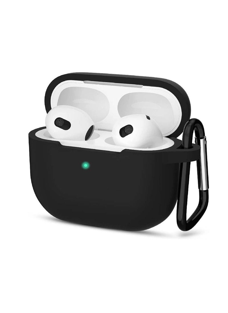 Generic - Protective Case Skin Cover with Keychain and Lock for Apple Airpods 3 Case Women Men Black - Image 1