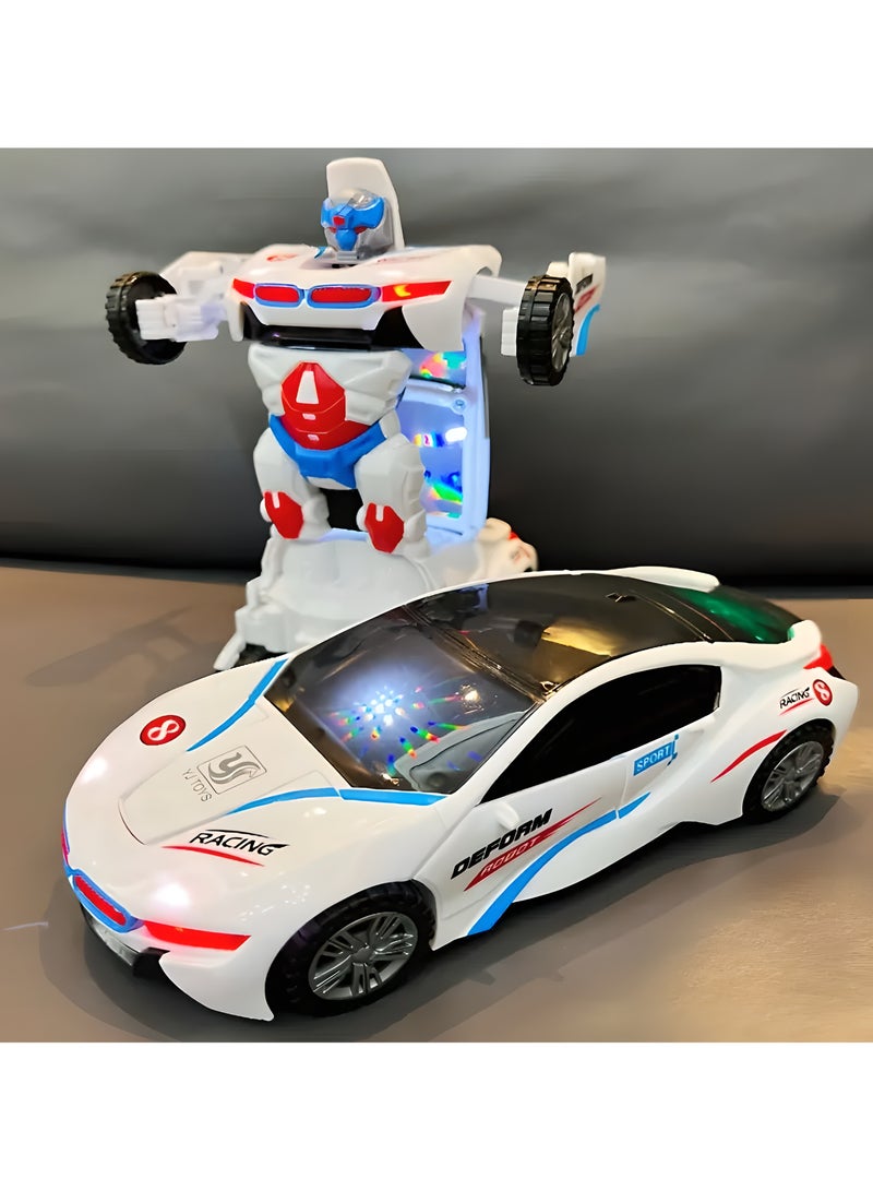 سيارة لعبة سيارة روبوت أوتوماتيكية مشوهة تلقائيًا، ستكون سيارة روبوت، سيارة روبوت أوتوماتيكية عالمية تتجنب العوائق مع أضواء وموسيقى، هدية عيد الميلاد، هدية العيد هدية للأطفال من سن 3 سنوات فأكثر (بدون بطارية توصيل) - Image 1