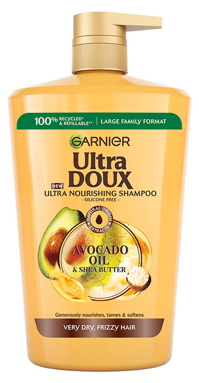 garnier شامبو مغذي بزيت الأفوكادو وزبدة الشيا من ألترا دوكس للشعر المجعد أو الجاف، 1000 مل - Image 1