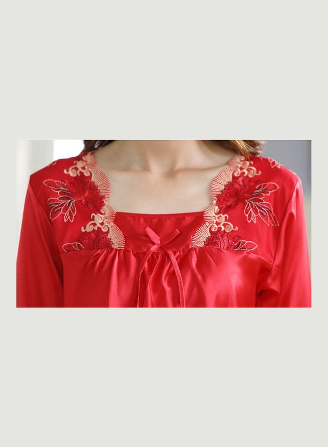 NIBEMINENT 2-Piece Floral Square Collar Pyjama Set Red  - Image 4