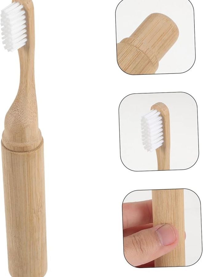 Bamboo Folding Travel Toothbrush with Soft Bristles and Portable Case - Image 3